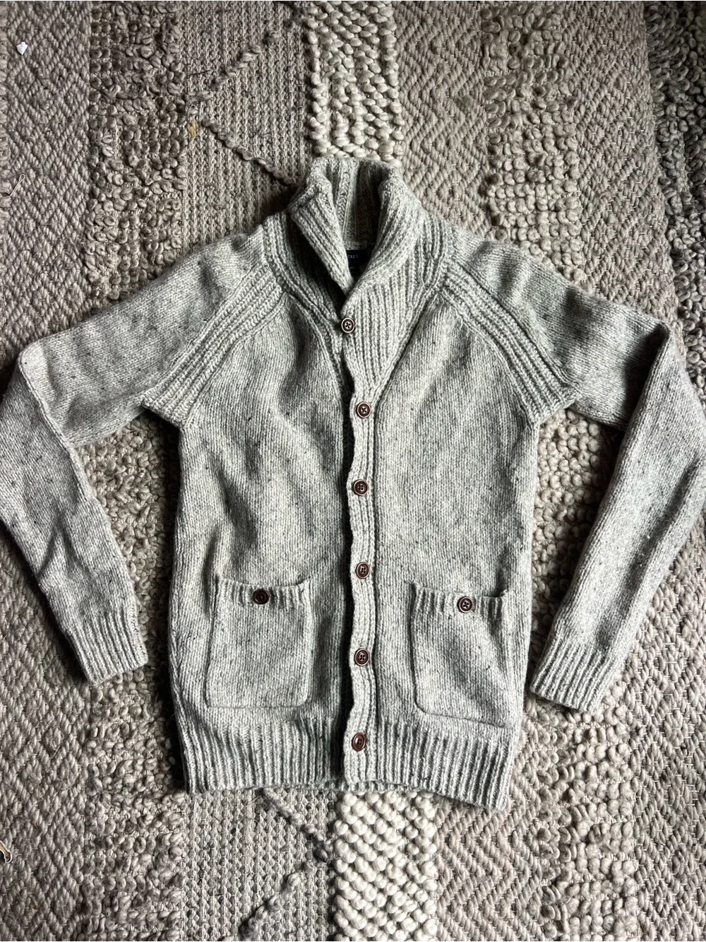 J. Crew Wool Blend Knit Shawl Collar Cardigan Sweater Natural